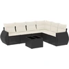Image de vidaXL Ensemble de salon de jardin 7 pièces avec coussins noir poly rotin
