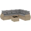 Image de vidaXL Ensemble de salon de jardin 7 pièces avec coussins Beige Poly Rattan