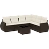 Image de vidaXL Ensemble de salon de jardin 7 pièces avec coussins Marron Poly rotin