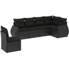 Image de vidaXL Ensemble de salon de jardin 6 pièces avec coussins noir poly rotin