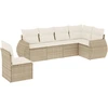 Image de vidaXL Ensemble de salon de jardin 6 pièces avec coussins Beige Poly Rattan