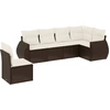 Image de vidaXL Ensemble de salon de jardin 6 pièces avec coussins Marron Poly Rattan