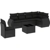 Image de vidaXL Ensemble de salon de jardin 7 pièces avec coussins noir poly rotin