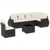 Image de vidaXL Ensemble de salon de jardin 7 pièces avec coussins noir poly rotin