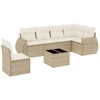 Image de vidaXL Ensemble de salon de jardin 7 pièces avec coussins Beige Poly Rattan