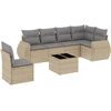 Image de vidaXL Ensemble de salon de jardin 7 pièces avec coussins Beige Poly Rattan