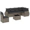 Image de vidaXL Ensemble de salon de jardin 7 pièces avec coussins Gris Poly rotin
