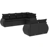 Image de vidaXL Ensemble de salon de jardin 7 pièces avec coussins noir poly rotin