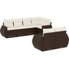 Image de vidaXL Ensemble de salon de jardin 7 pièces avec coussins Marron Poly rotin