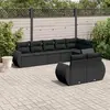 Image de vidaXL Ensemble de jardin canapé 8 pièces avec coussins noir poly rotin