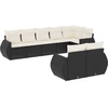 Image de vidaXL Ensemble de jardin canapé 8 pièces avec coussins noir poly rotin