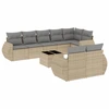 Image de vidaXL Ensemble de salon de jardin 9 pièces avec coussins beige Poly rotin