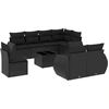 Image de vidaXL Ensemble de salon de jardin 9 pièces avec coussins noir poly rotin