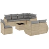 Image de vidaXL Ensemble de salon de jardin 9 pièces avec coussins beige Poly rotin