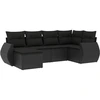 Image de vidaXL Ensemble de salon de jardin 6 pièces avec coussins noir poly rotin