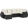 Image de vidaXL Ensemble de salon de jardin 6 pièces avec coussins noir poly rotin