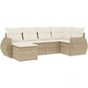 Image de vidaXL Ensemble de salon de jardin 6 pièces avec coussins Beige Poly Rattan