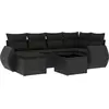 Image de vidaXL Ensemble de salon de jardin 7 pièces avec coussins noir poly rotin