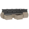 Image de vidaXL Ensemble de salon de jardin 7 pièces avec coussins gris clair Poly rotin