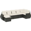 Image de vidaXL Ensemble de salon de jardin 7 pièces avec coussins noir poly rotin