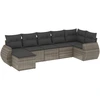 Image de vidaXL Ensemble de salon de jardin 7 pièces avec coussins Gris Poly rotin
