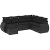 Image de vidaXL Ensemble de salon de jardin 7 pièces avec coussins noir poly rotin
