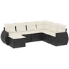Image de vidaXL Ensemble de salon de jardin 7 pièces avec coussins noir poly rotin