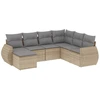 Image de vidaXL Ensemble de salon de jardin 7 pièces avec coussins Beige Poly Rattan