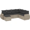 Image de vidaXL Ensemble de salon de jardin 7 pièces avec coussins gris clair Poly rotin