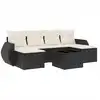 Image de vidaXL Ensemble de salon de jardin 7 pièces avec coussins noir poly rotin