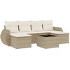 Image de vidaXL Ensemble de salon de jardin 7 pièces avec coussins Beige Poly Rattan