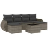 Image de vidaXL Ensemble de salon de jardin 7 pièces avec coussins Gris Poly rotin