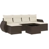 Image de vidaXL Ensemble de salon de jardin 7 pièces avec coussins Marron Poly rotin