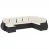 Image de vidaXL Ensemble de jardin canapé 8 pièces avec coussins noir poly rotin