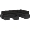 Image de vidaXL Ensemble de salon de jardin 9 pièces avec coussins noir poly rotin