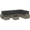 Image de vidaXL Ensemble de salon de jardin 9 pièces avec coussins Gris Poly rotin