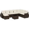 Image de vidaXL Ensemble de salon de jardin 9 pièces avec coussins Marron Poly Rattan