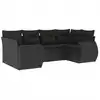 Image de vidaXL Ensemble de salon de jardin 6 pièces avec coussins noir poly rotin