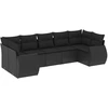 Image de vidaXL Ensemble de salon de jardin 7 pièces avec coussins noir poly rotin