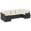 Image de vidaXL Ensemble de salon de jardin 7 pièces avec coussins noir poly rotin