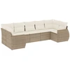 Image de vidaXL Ensemble de salon de jardin 7 pièces avec coussins Beige Poly Rattan