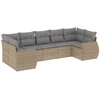 Image de vidaXL Ensemble de salon de jardin 7 pièces avec coussins Beige Poly Rattan