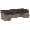 Image de vidaXL Ensemble de salon de jardin 7 pièces avec coussins Gris Poly rotin