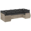 Image de vidaXL Ensemble de salon de jardin 7 pièces avec coussins gris clair Poly rotin
