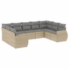 Image de vidaXL Ensemble de salon de jardin 9 pièces avec coussins beige Poly rotin