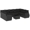 Image de vidaXL Ensemble de 10 canapés de jardin avec coussins noir poly rotin