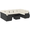 Image de vidaXL Ensemble de 10 canapés de jardin avec coussins noir poly rotin