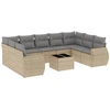 Image de vidaXL Ensemble de salon de jardin 10 pièces avec coussins Beige Poly Rattan
