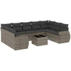 Image de vidaXL Ensemble de salon de jardin 10 pièces avec coussins Gris Poly Rattan