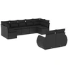 Image de vidaXL Ensemble de salon de jardin 9 pièces avec coussins noir poly rotin